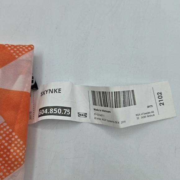 Ikea Skynke shopping tote bag Orange White Geometric Pattern 2 Pack - Picture 6 of 7